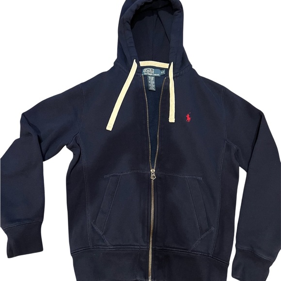 Polo Ralph Lauren Navy Zip Hoodie with Red Logo